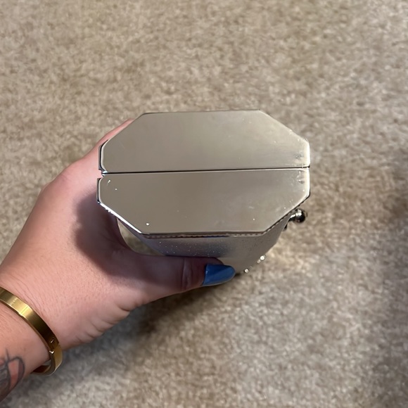 Silver Metallic Box Clutch w/ Bling - Picture 7 of 8